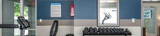 the fitness room at the village apartments