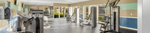 a gym with a lot of weights and cardio equipment