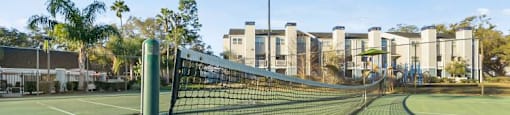a tennis court with a net on it