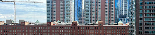 a view of the city from the roof of a building