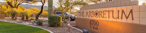 Arboretum community entrance with community sign