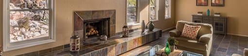 Arboretum cozy clubhouse with fireplace