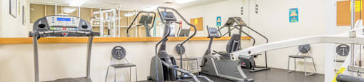 The Springs fitness center with weight stations and fitness equipment