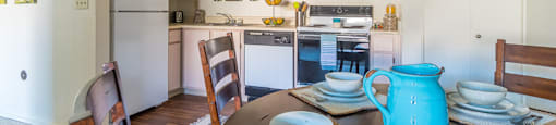 Villas at Montebella spacious kitchen with plenty of cabinetry and dining area near