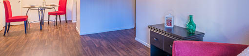 Enclave rooms with nice wood flooring and cozy lounging areas