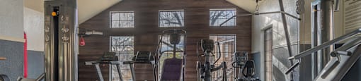 Arboretum view of fitness center with weight stations