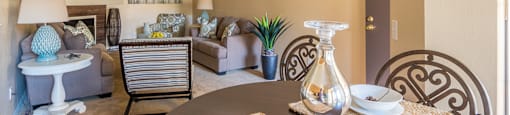 Arboretum living room with ceiling fan
