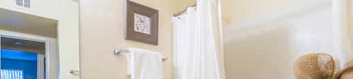 Enclave bathroom with tub & shower
