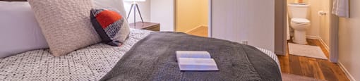 Enclave spacious bedroom with bathroom and nice lighting