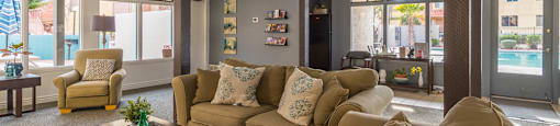 clubhouse with couches and lots of windows