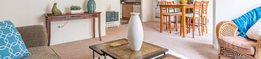 Desert Sands view into kitchen with dining table.