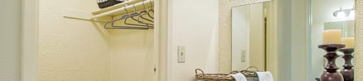 Cottonwood Creek walk in closet near a vanity space.