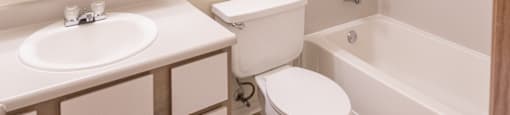 a bathroom with a sink toilet and bathtub