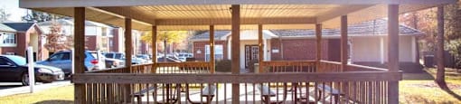 Plenty of picnic table seating under the gazebo