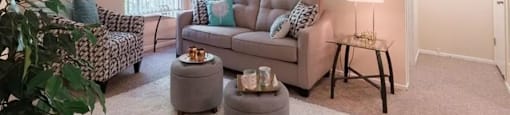 a living room with a couch and a chair