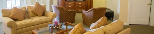 Relax and chat with neighbors around the community in common area seating nooks
