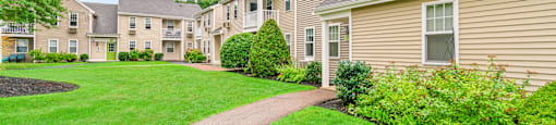 Beautiful landscaped grounds and Apartments  at Station Pointe Apartments, Mansfield, Massachusetts