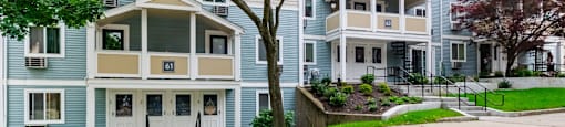 Street View With Beautiful Tree And Landscaped Walkway  at Whittier Terrace, Worcester, MA, 01609