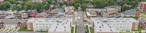 Aerial view of a Niagara Square Apartments at Niagara Square, Buffalo, 14201