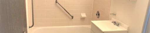 Updated Bathrooms with Modern Finishes and Grab Bars. at Montani Towers, Wheeling, 26003