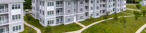 Aerial View of Apartment Kitchen at The Elm at Island Creek Village in Duxbury, MA.