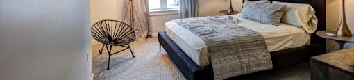 Apartment Bedroom at The Elm at Island Creek Village in Duxbury, MA.