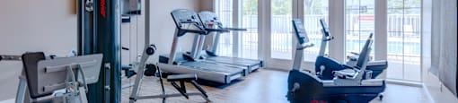 Fitness Center at The Elm at Island Creek Village in Duxbury, MA.
