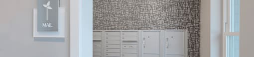 Locker Room and Package Concierge at The Elm at Island Creek Village in Duxbury, MA.