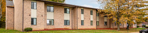 Exterior View of Apartment Building at Olympia Place Apartments.