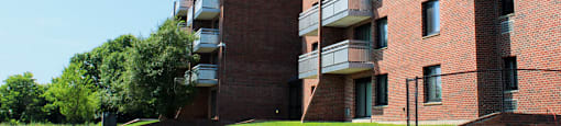 Brick Exterior Showing Decks at Stratton Hill Park Apartments, Worcester, MA