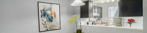 our apartments offer a dining room with a table and chairs