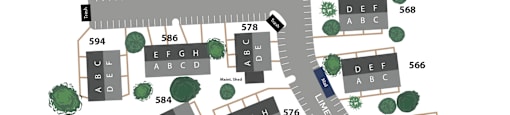 A map of the Limewood Apartments with a compass rose in the upper left corner.