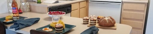 Fitted Kitchen With Island Dining at Highland Village Apartments, Flagstaff, 86001
