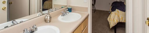 Renovated Bathrooms With Quartz Counters at Highland Village Apartments, Flagstaff, 86001