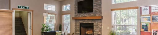 Fireplace Lounge at Highland Village Apartments, Flagstaff, Arizona