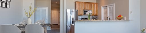 Dining Room and Kitchen View at Renaissance at the Power Building, Cincinnati, OH