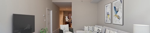 Living Room With Television at Renaissance at the Power Building, Cincinnati, Ohio