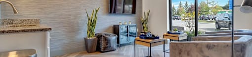 Luxurious Living Space With TV at Latitude at South Portland Apartment, Maine, 04106