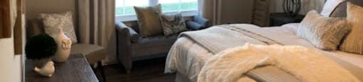 Comfortable Bedroom With Large Window  at Highland Hills Apatrtments, Grovetown, Georgia