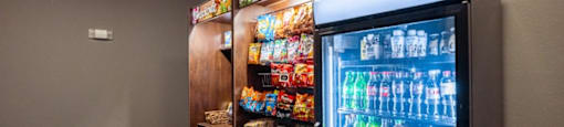 A vending machine with a variety of snacks and drinks.