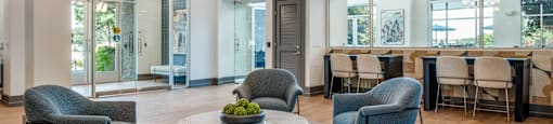 the preserve at ballantyne commons community room with chairs and tables