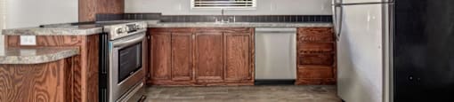 spacious fully stocked kitchen at Forest Vista, La Porte, TX 77571
