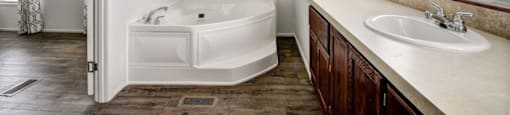 Tub inside restroom at Forest Vista, La Porte, Texas