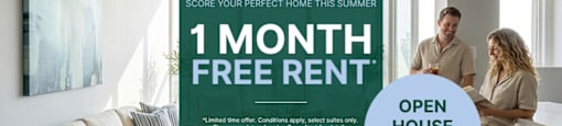 A promotional image for a 1 month free rent offer from GWL Residential.