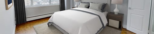 Bedroom with large bed and window