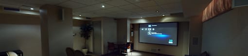 Theatre room with big viewing screen