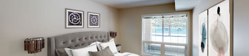 Bedroom with large bed and window