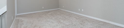 A room with carpeted floor and white walls.
