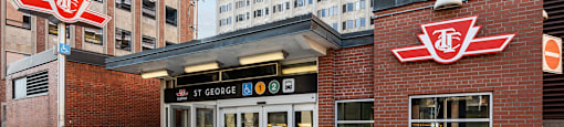 Only a minute's walk from St. George subway exit to 50 Prince Arthur Ave.