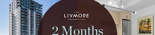 An advertisement for a 2 months free rent offer at The Livmore Westside Village.